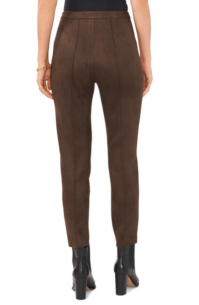 Shop Vince Camuto Pintuck Faux Suede Leggings In French Roast