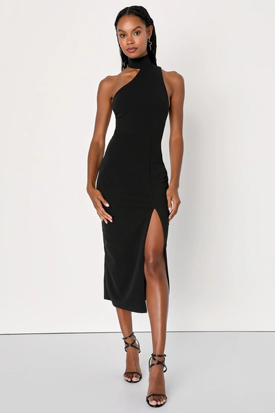 Lulus So Flirty Black One-shoulder Cutout Asymmetrical Dress In Black