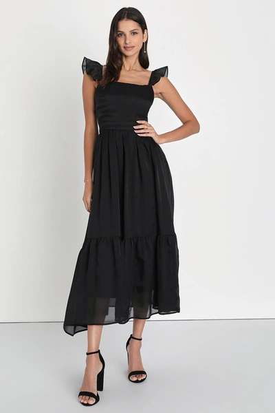 Shop Lulus Darling Forever Black Ruffled Tiered Midi Dress