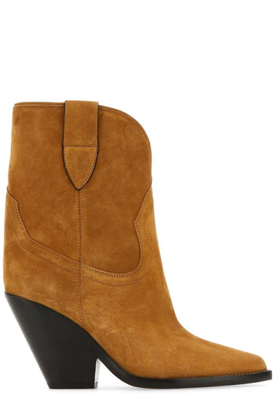 Shop Isabel Marant Leyane Pointed Toe Ankle Boots In Brown
