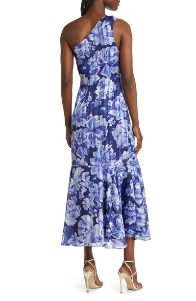 Shop Adelyn Rae Londra Print One-shoulder Maxi Dress In Navy Floral