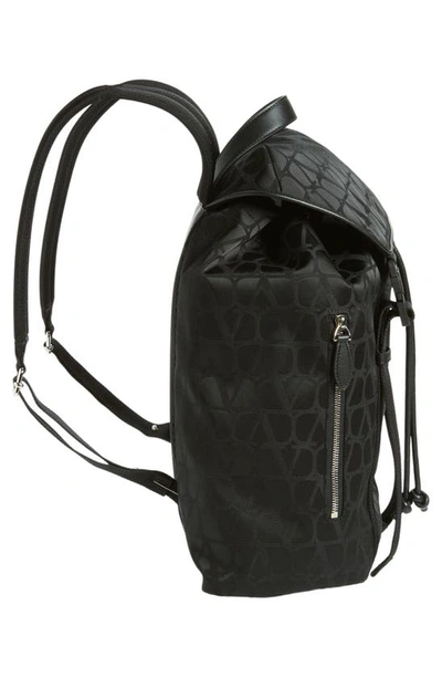Shop Valentino Garavani Toile Monogram Logo Canvas Backpack In 0no-nero