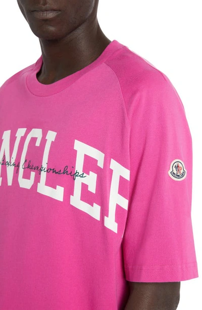 Shop Moncler Logo Boxing Champs Cotton T-shirt In Pink