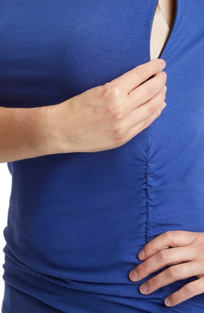 Stowaway Collection Off The Shoulder Nursing Maternity Top In Sapphire
