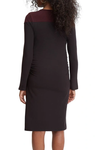 Shop Stowaway Collection Colorblock Maternity Dress In Black/ Burgundy
