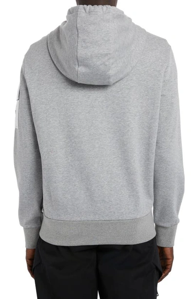 Shop Moncler Embossed Logo Zip Hoodie In Gray