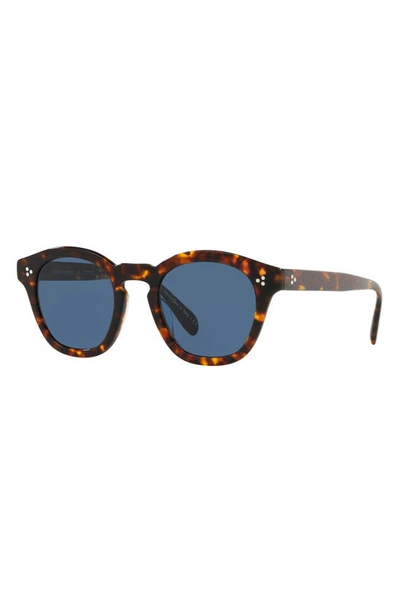 Shop Oliver Peoples Boudreau La 48mm Round Sunglasses In Brown Wood