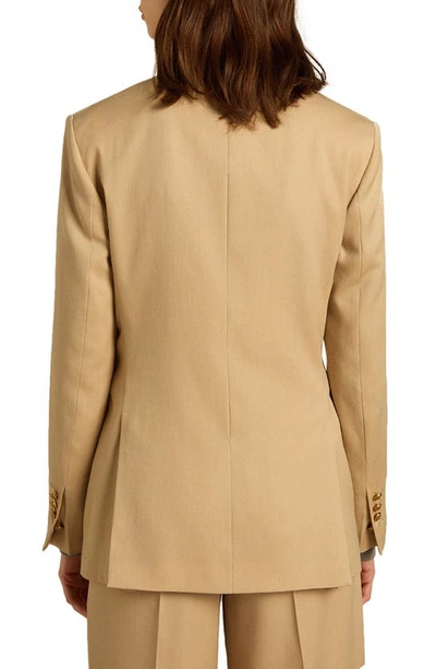 Shop Golden Goose Double Breasted Virgin Wool Blazer In Sand