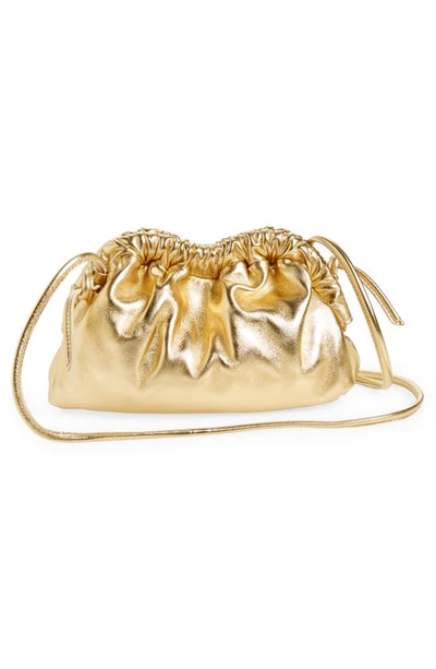 Shop Mansur Gavriel Mini Cloud Metallic Leather Clutch In Gold