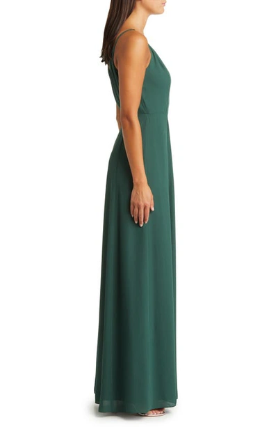 Shop Wayf The Angelina Slit Wrap Gown In Hunter