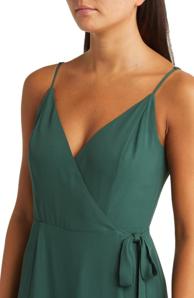 Shop Wayf The Angelina Slit Wrap Gown In Hunter
