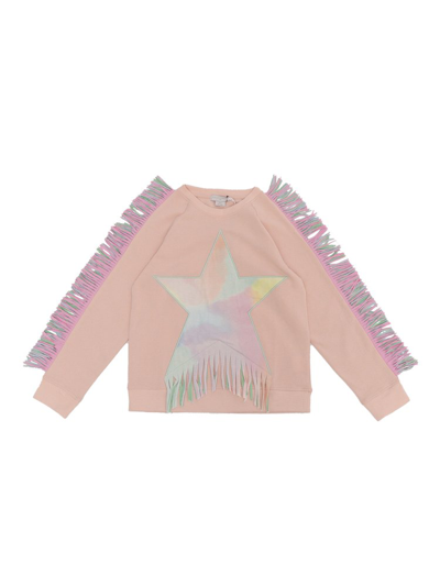 Shop Stella Mccartney Kids Fringed Star Sweatshirt In Pink