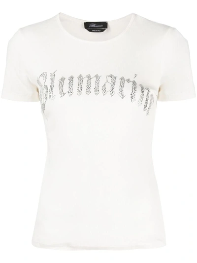 Shop Blumarine T-shirt Jer.c/strass Clothing In White