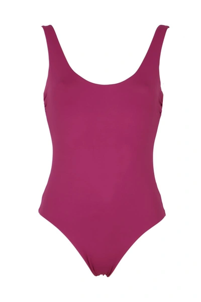 Shop Fisico One-piece Swimming Costume With Back Neckline In Purple