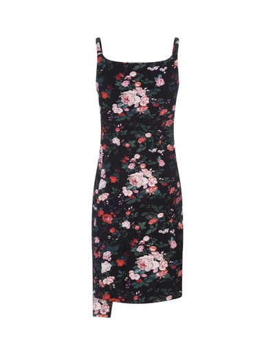 Shop Rabanne Paco  Floral Mini Dress With Draping In Black
