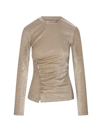 Shop Rabanne Paco  Long-sleeved Top In Gold Lurex In Golden
