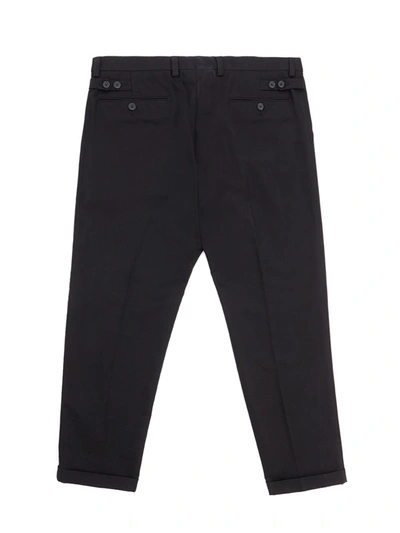Shop Dolce & Gabbana Black Cotton Chino Men's Trousers