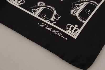 Shop Dolce & Gabbana Black Dg Crown Print Square Men's Handkerchief