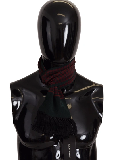 Shop Dolce & Gabbana Black Dg Logo Print Wrap Shawl Fringe Men's Scarf In Red