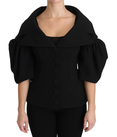 Dolce & Gabbana Black Formal Coat Virgin Wool Jacket In Black