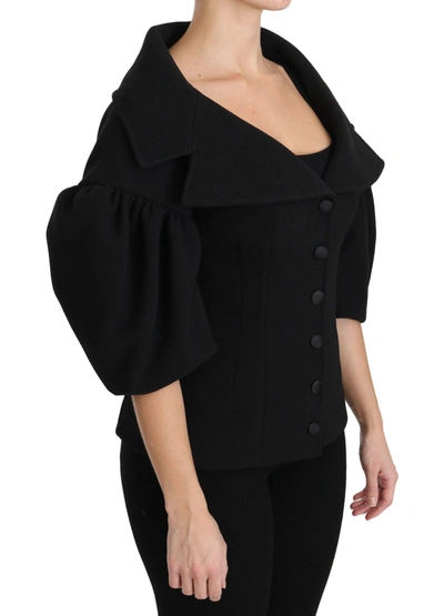 Shop Dolce & Gabbana Elegant Black Virgin Wool Women's Coat