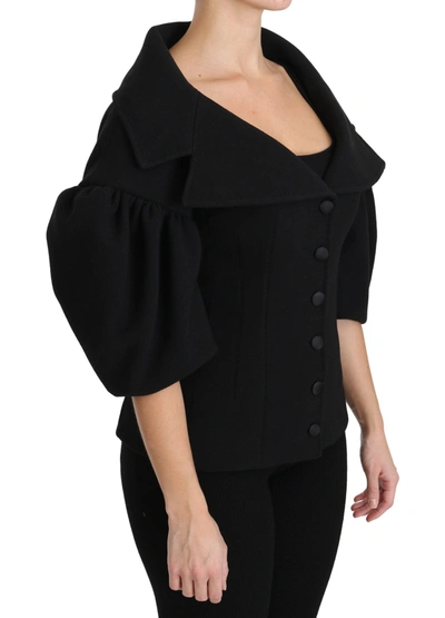 Dolce & Gabbana Black Formal Coat Virgin Wool Jacket In Black