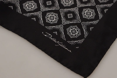 Shop Dolce & Gabbana Black Geometric Patterned Square Handkerchief Men's Scarf