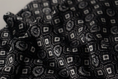 Shop Dolce & Gabbana Black Geometric Patterned Shawl Wrap Fringe Men's Scarf
