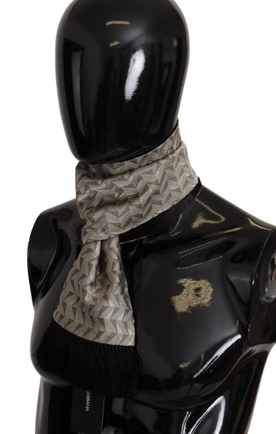 Shop Dolce & Gabbana Black Grey Geometric Patterned Shawl Men's Fringe