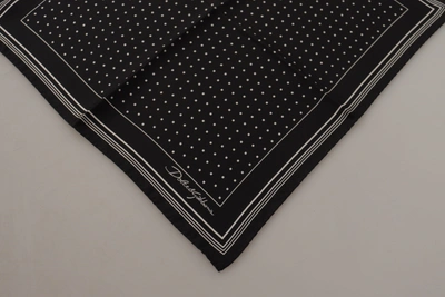 Shop Dolce & Gabbana Black Polka Dots Dg Logo Square Men's Handkerchief