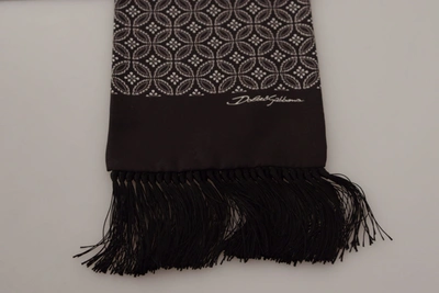 Shop Dolce & Gabbana Brown Geometric Patterned Shawl Wrap Fringe Men's Scarf