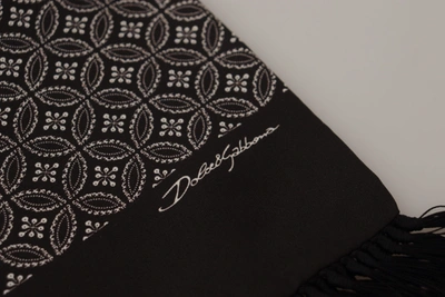 Shop Dolce & Gabbana Brown Geometric Patterned Shawl Wrap Fringe Men's Scarf