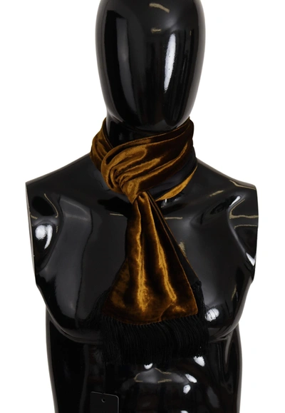 Shop Dolce & Gabbana Brown Mens Shawl Warm Neck Wrap Fringe Silk Men's Scarf