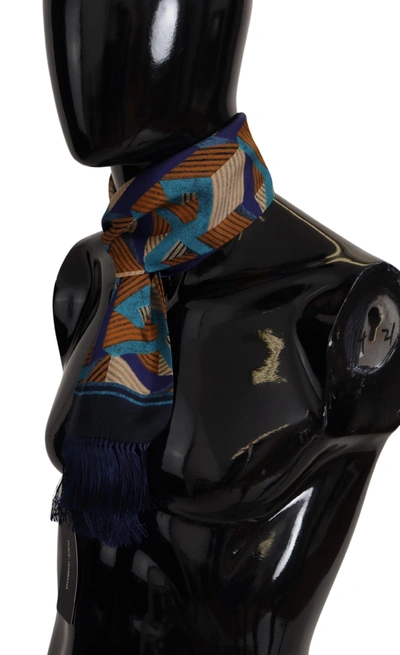 Shop Dolce & Gabbana Multicolor Patterned Wrap Shawl Fringe Men's Scarf