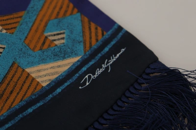 Shop Dolce & Gabbana Multicolor Patterned Wrap Shawl Fringe Men's Scarf