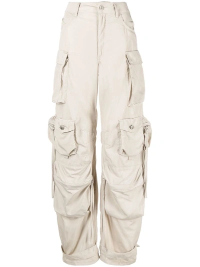 Shop Attico The   High-waisted Cargo Trousers In Ivory