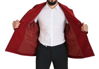 Shop Dolce & Gabbana Red Wool Double Breasted Coat Men's Jacket