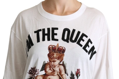 Dolce & Gabbana White Angel Print Cotton Round Neck Shirt Women's Tops In White