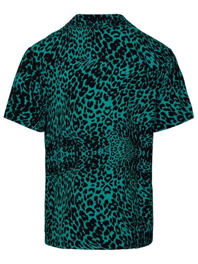 Shop Benevierre Leopard Viscose Leo Shirt In Light Blue