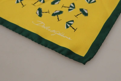 Shop Dolce & Gabbana Yellow Printed Dg Logo Square Mens Handkerchief Men's Scarf
