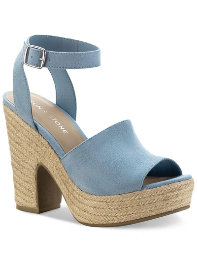 Shop Sun + Stone Fey Womens Faux Suede Ankle Strap Heels In Blue