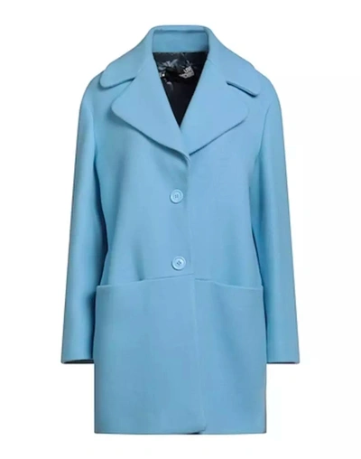 Shop Love Moschino Light Blue Wool Jackets &amp; Women's Coat