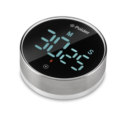 Polder Twist Digital Kitchen Timer With Extra Large Display And 100 Minute Countdown, Black In Black
