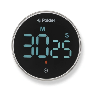 Polder Twist Digital Kitchen Timer With Extra Large Display And 100 Minute Countdown, Black In Black