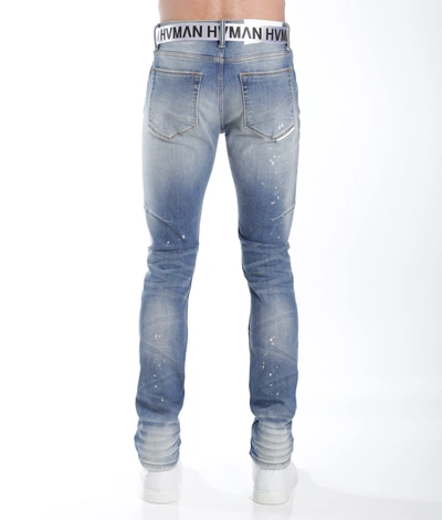 Shop Hvman Strat Super Skinny Fit Jean W/white Belt In Blue