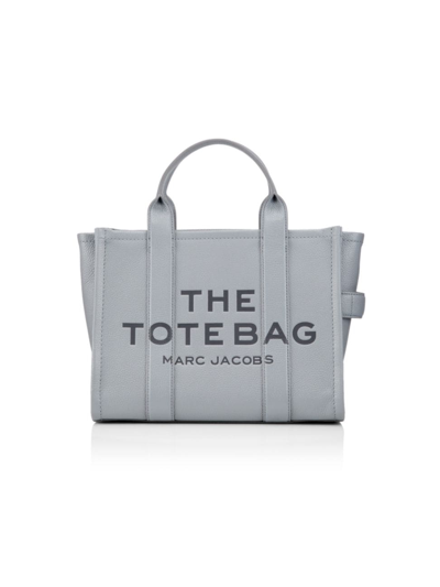Shop Marc Jacobs Women's The Leather Medium Tote In Wolf Grey