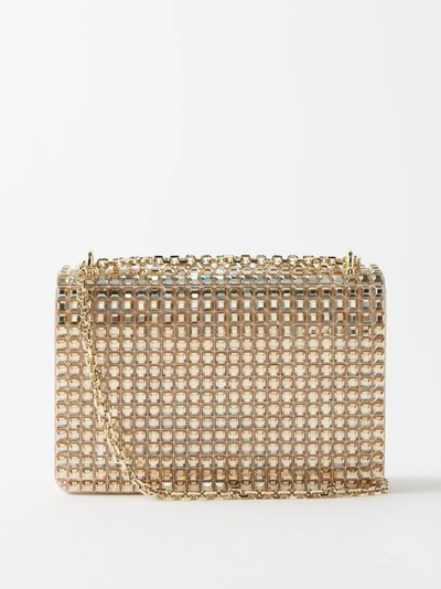 Shop Judith Leiber Cricket Squares Crystal-embellished Clutch Bag In Gold