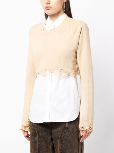 Shop R13 Cropped Baby Cotton Sweatshirt In Brown