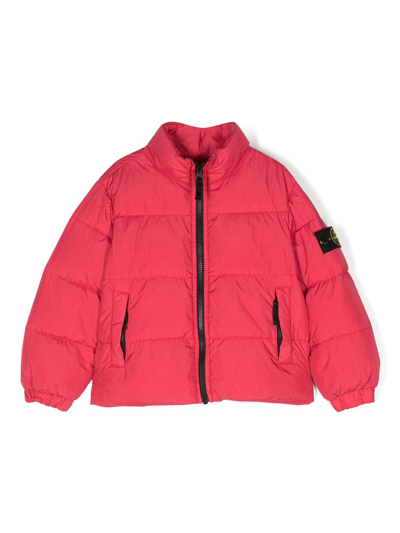Shop Stone Island Junior Compass-motif Padded Jacket In Pink