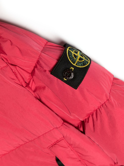 Shop Stone Island Junior Compass-motif Padded Jacket In Pink